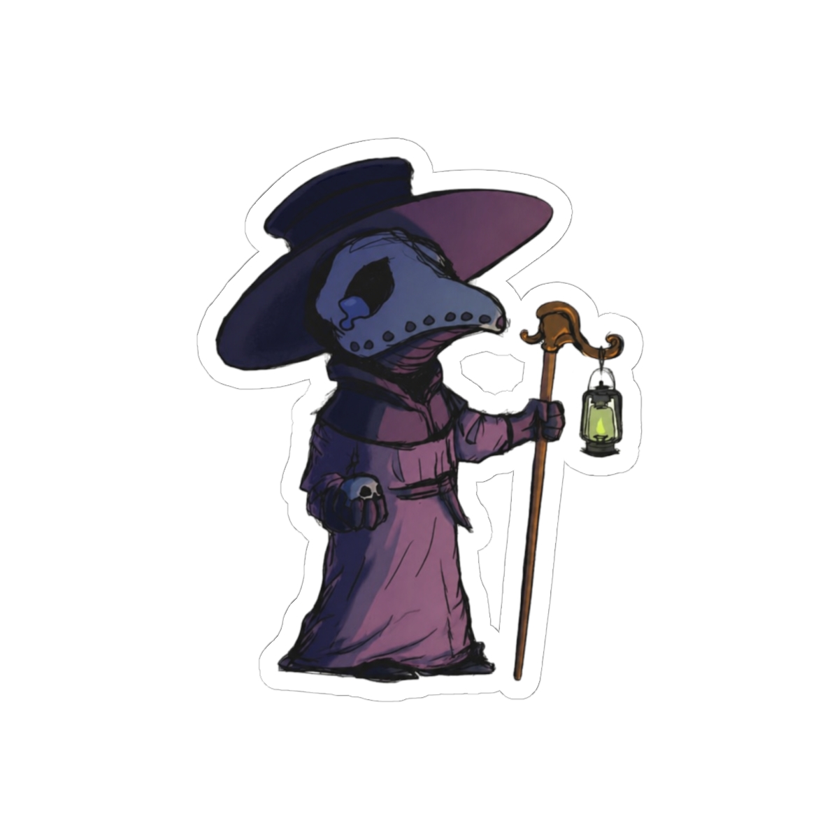 Cute Sad Plague Doctor Sticker | Adorable Gothic Vinyl Decal